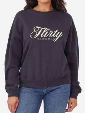 Kensie Easy Sweatshirt "Flirty For Cocktails" Size M (8-10) NWT Black